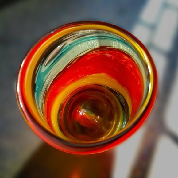 Hand blown Muti colored glass / vase orange, yellow, greens handcrafted - Picture 3 of 15